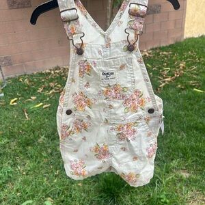 OshKosh B'gosh Floral Overall Dress - Cream and Pink